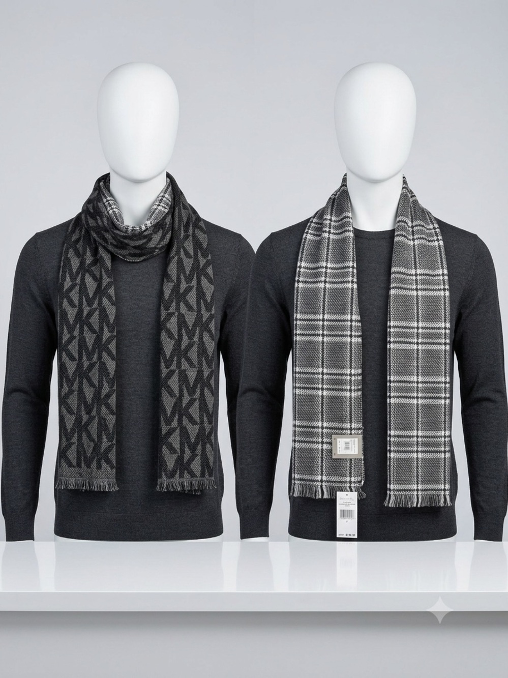 NWT Reversible Unisex Michael Kors Plaid Yarn Dye Scarf